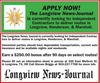 Independent Contractors, Longview NewsJournal, Longview, TX